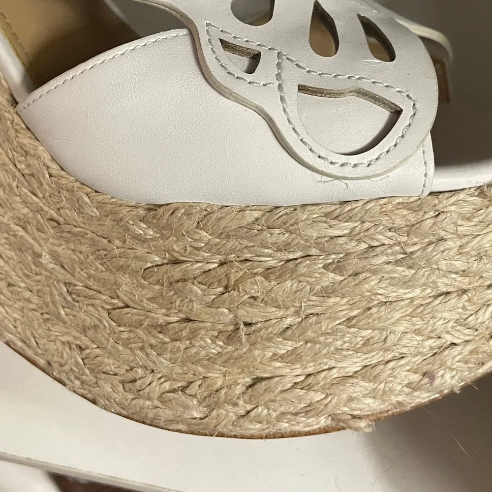 White Women's Espadrille Wedge Sandals - Slingback Platform